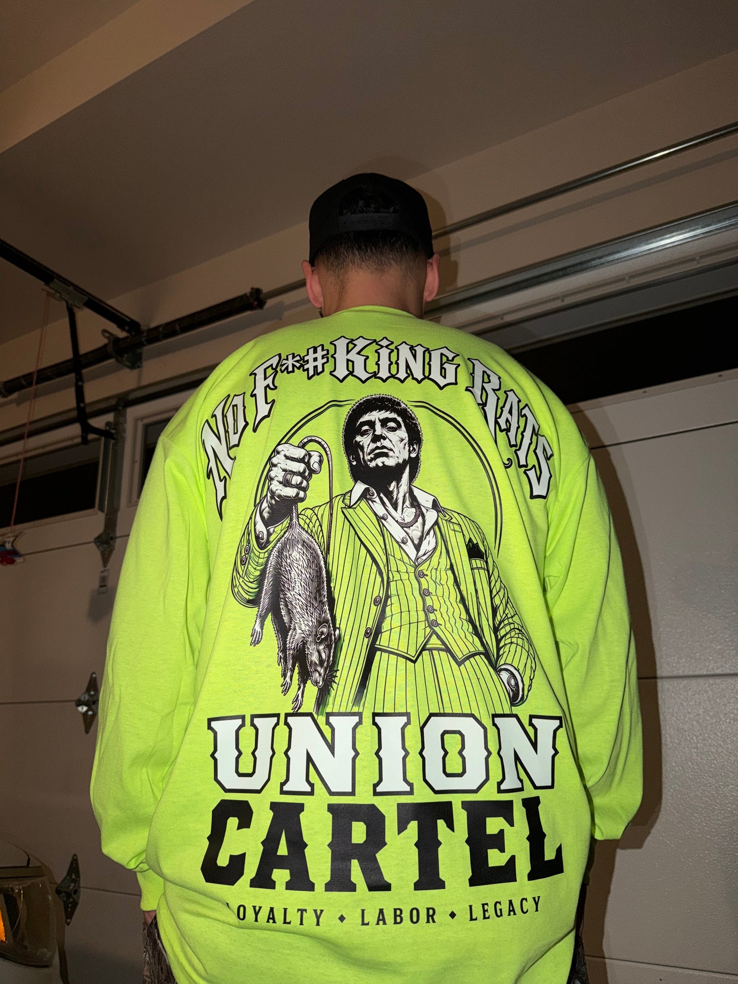 UC Graphic TM- No F*#cking Rats Safety Green Long Sleeve