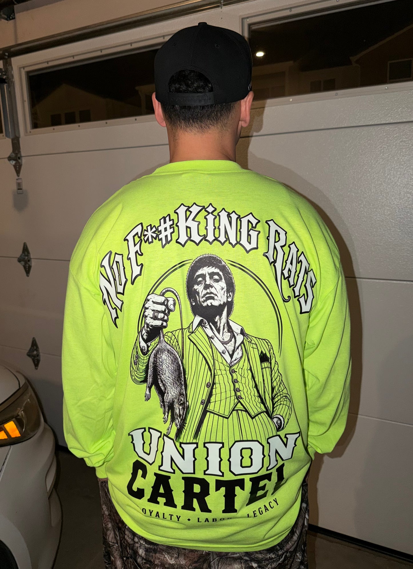 UC Graphic TM- No F*#cking Rats Safety Green Long Sleeve