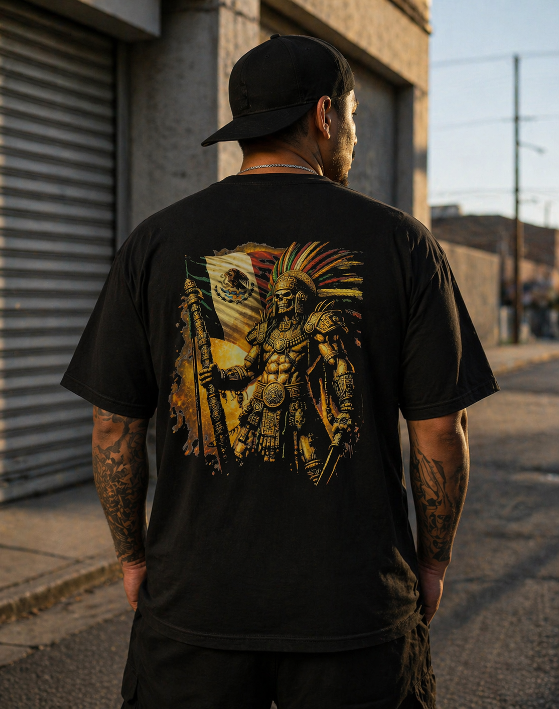 Aztec Warrior Calendar Tee – Bold Mexican Flag Design Shirt